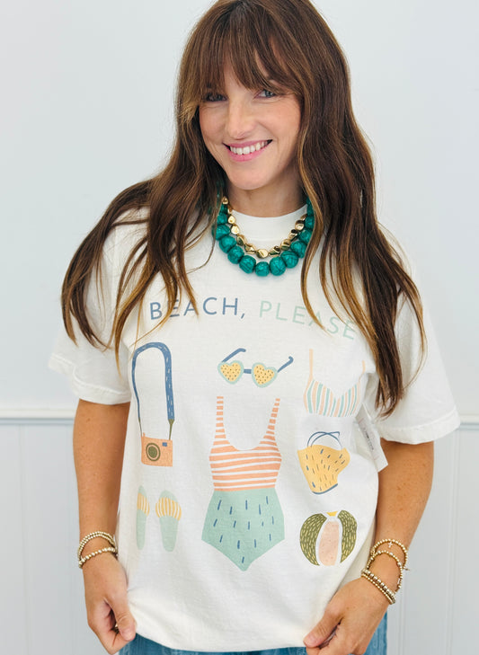 Beach Please Graphic Tee (Reg. and Plus)