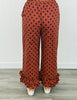 Brick/Brown Ruffled Hem Polka Dot Pants (Reg.)