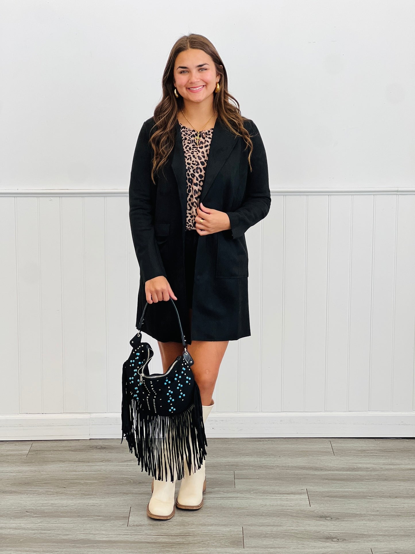 Leopard Print Boho Ruffle Sleeve Blouse (Reg.)
