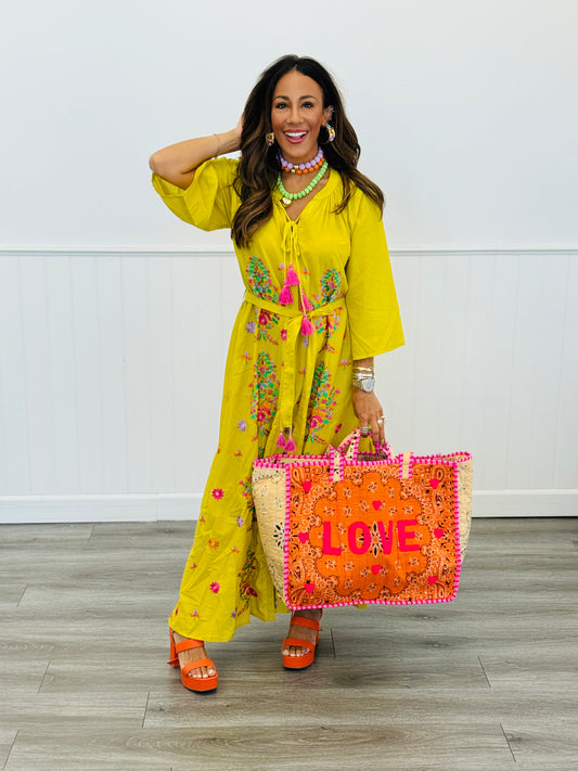 POL Mustard Multi Floral Button Down Maxi Dress (Reg.)