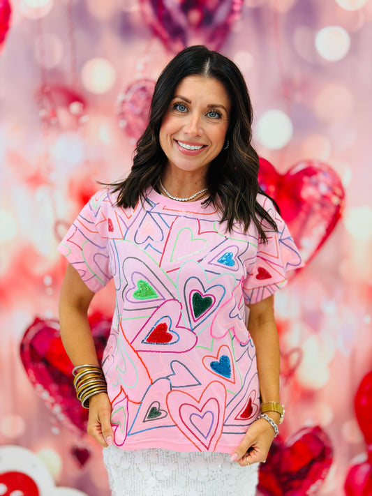 Queen Of Sparkles Groovy Heart Tee (Reg. and Plus)