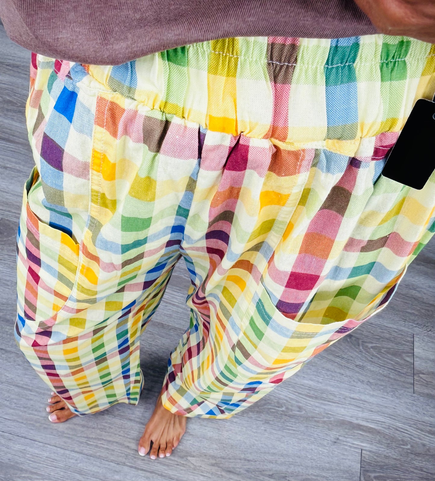 Multi Check Plaid Barrel Pants (Reg.)