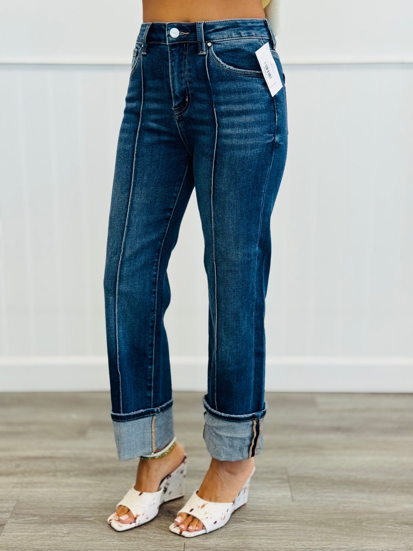 Risen Dark Short And Sweet High Rise Cuffed Jeans (Reg. & Plus)