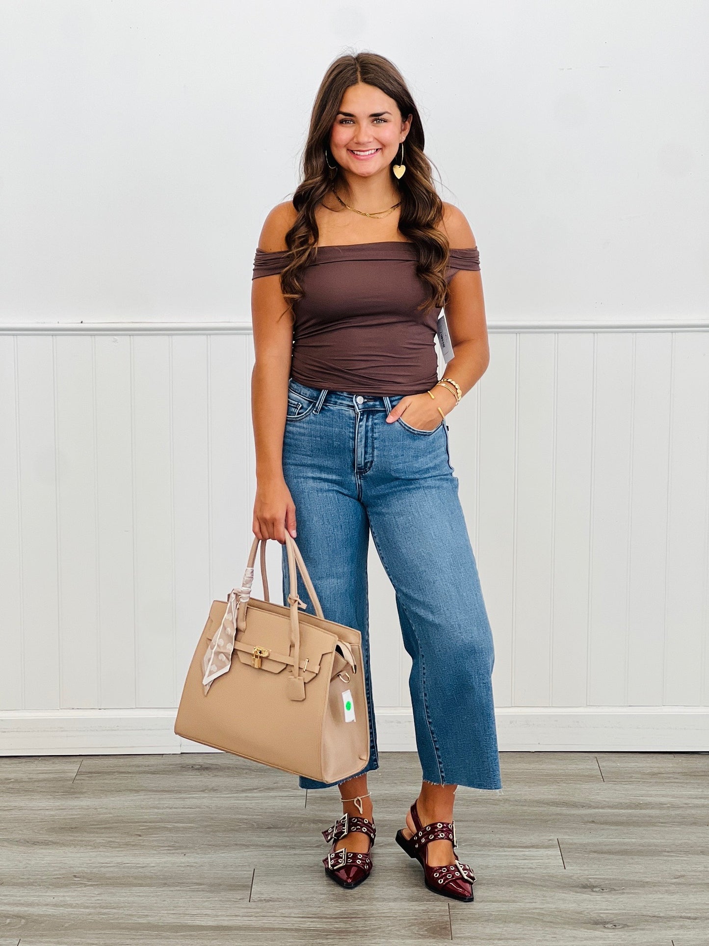 Brown Strapless Leslie Ruched Top (Reg.)