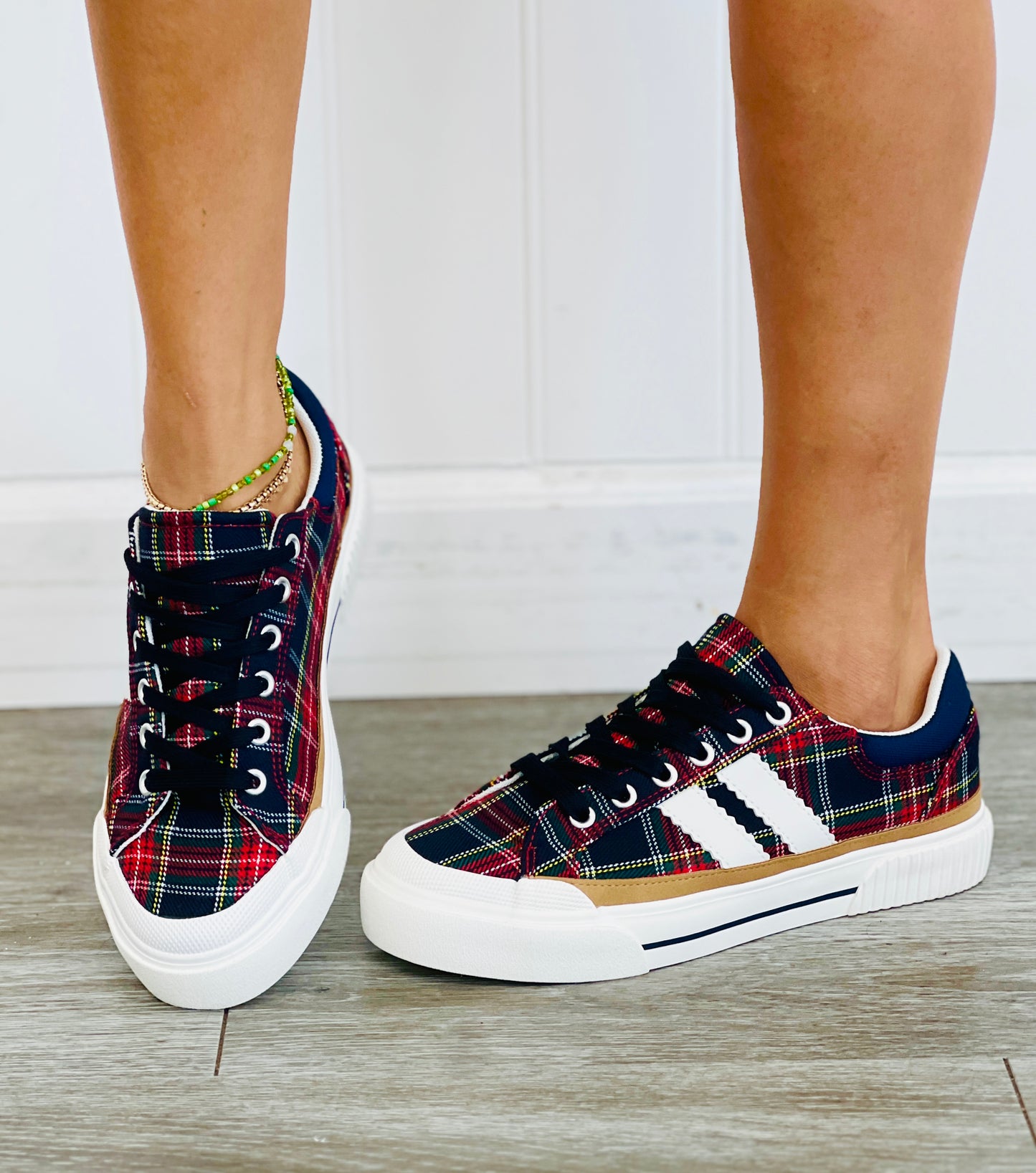 Corkys Navy Plaid Thats Her Platform Sneakers