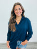 Navy Kathryn Classic Button Down Up (Reg. & Plus)