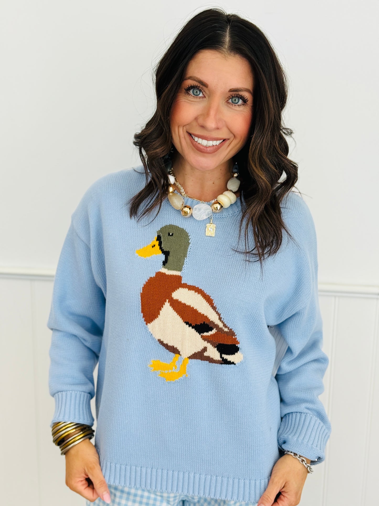 Dusty Blue Mallard Duck Pullover Sweater (Reg.)