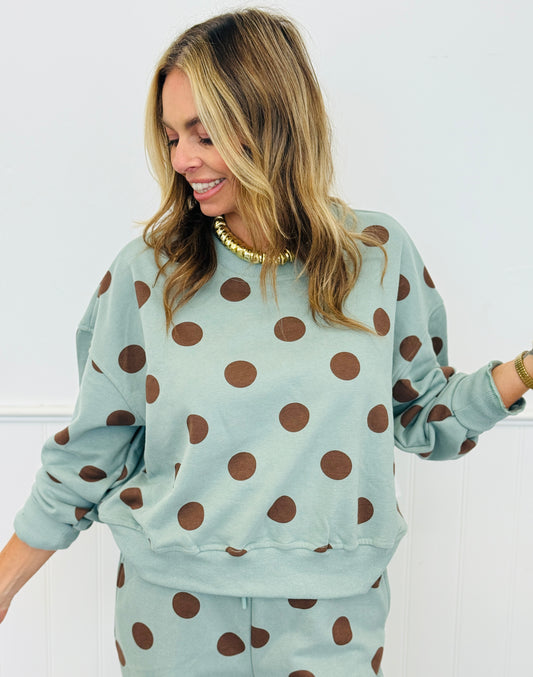 Sage/Brown Polka Dot Sweatshirt (Reg.)