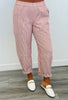 White/Red Stripe Big Pocket Barrel Pants (Reg.)