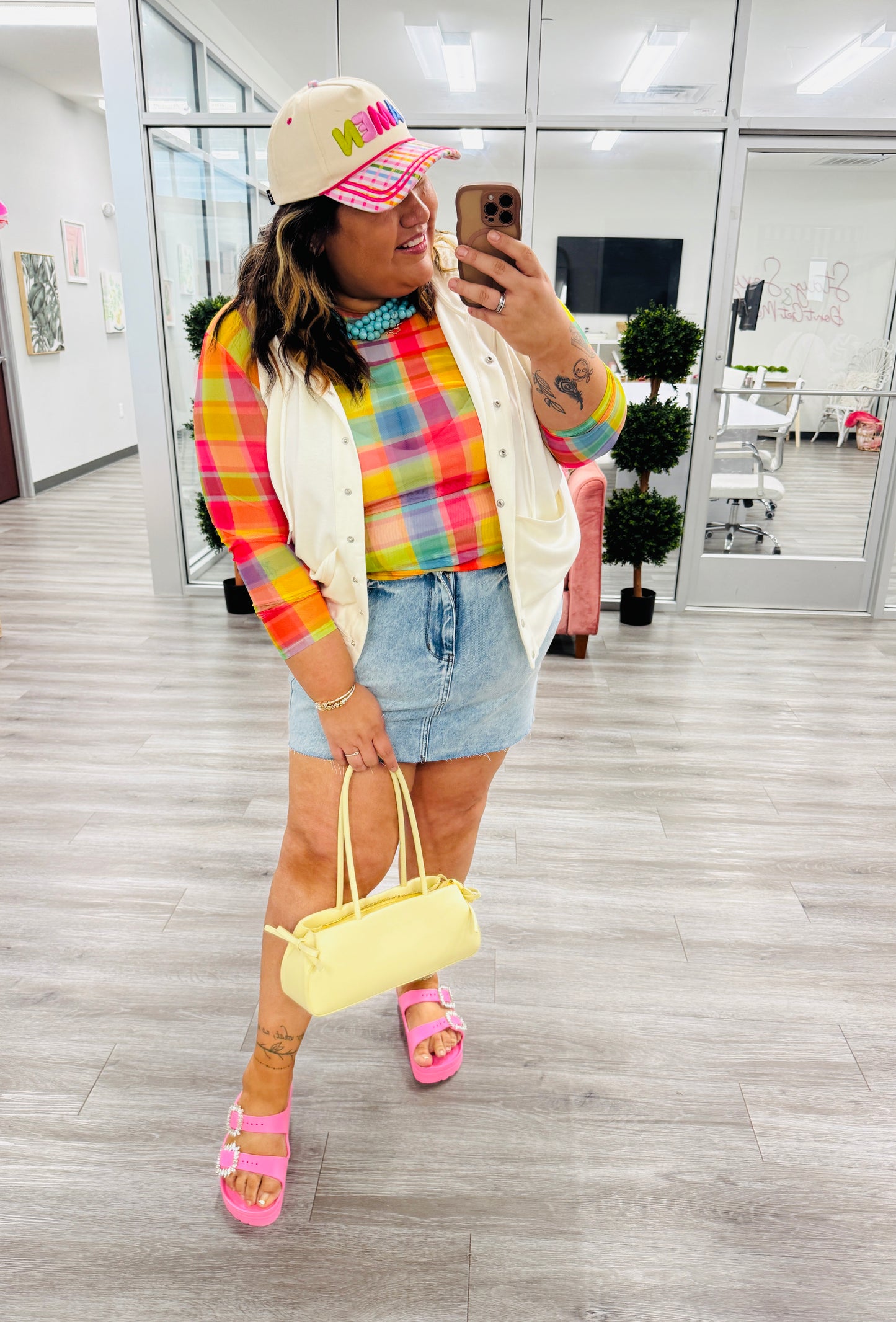 Off White Sleeveless Hooded Cardigan (Reg. and Plus)