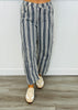 Navy Striped Barrel Pants (Reg.)