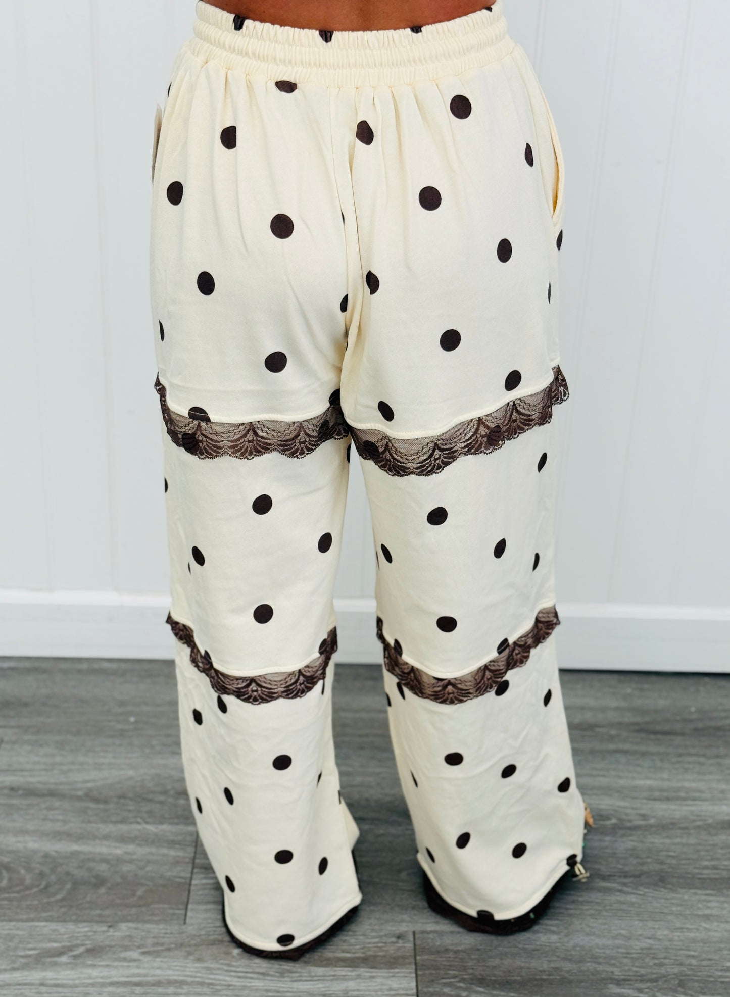 Ivory/Brown Polka Dot Seam Lace Pants (Reg.)