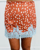 Spotted Satin Lace Hem Mini Skirt (Reg.)