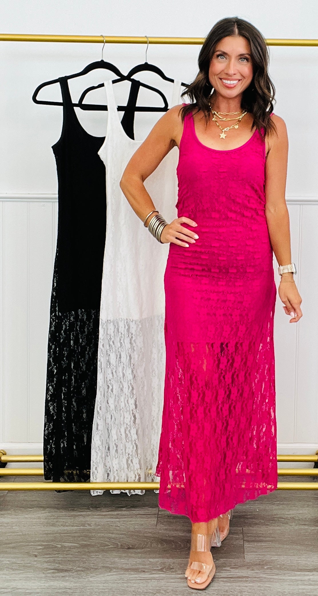 Leely Lace Midi Dress (One Size & Plus)- 3 Colors