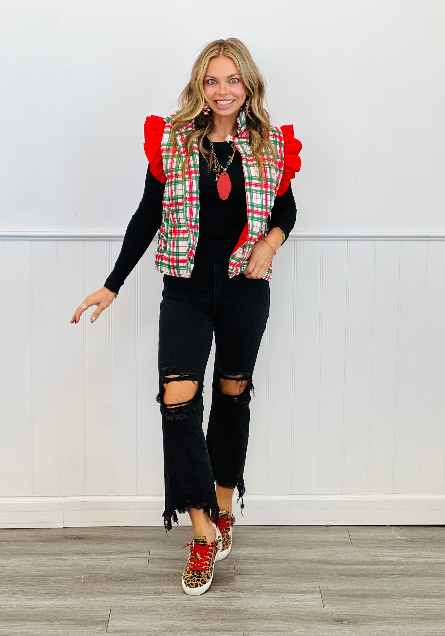 Classic Christmas Plaid Puffer Vest (Reg. and Plus)