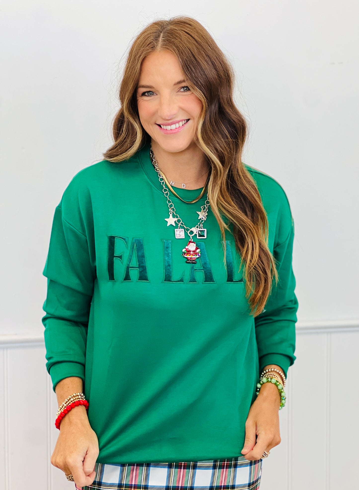 Fa La La Velvet Patch Luxe Pullover (Reg. and Plus)