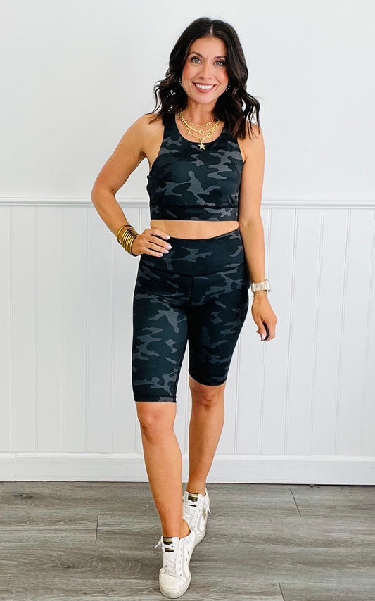 Shark Grey Camo Active Sports Bra (Reg)