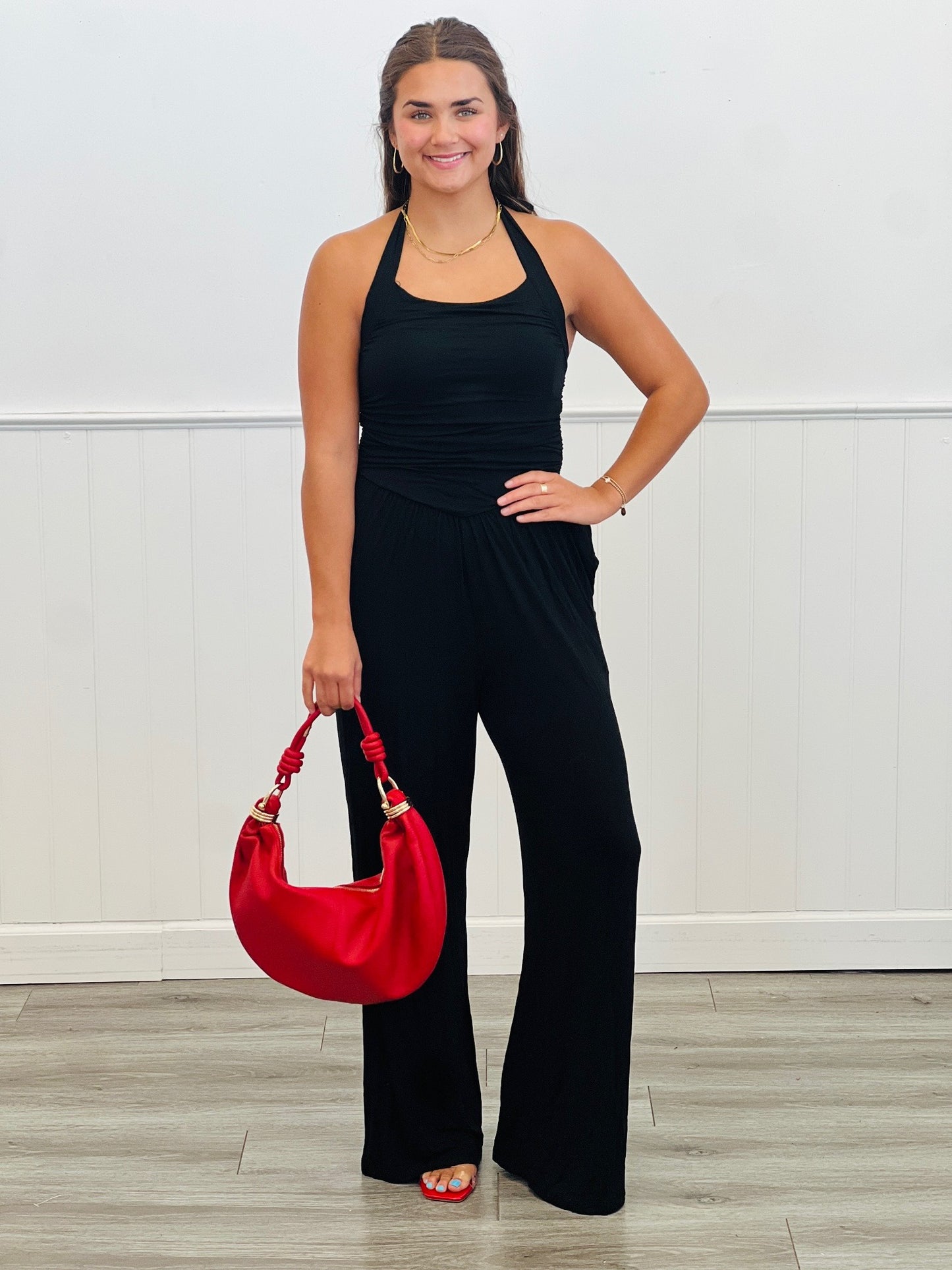 Black Let's Go Halter Jumpsuit (Reg.)