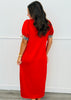 Tomato Red Contrast Check Plaid Midi Dress (Reg.)