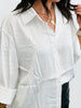 White Satin Rhinestone Long Sleeve Shirt  (Reg.)