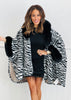 Zebra Print Faux Fur Cardigan (One Size)