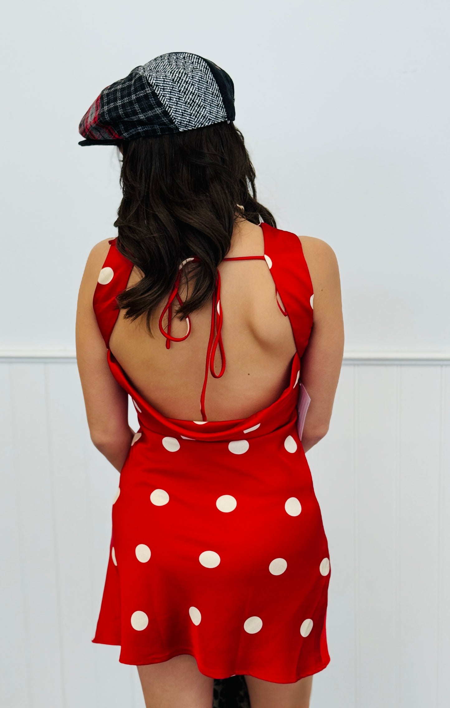 Cherry Polka Dot Satin Mini Dress (Reg.)