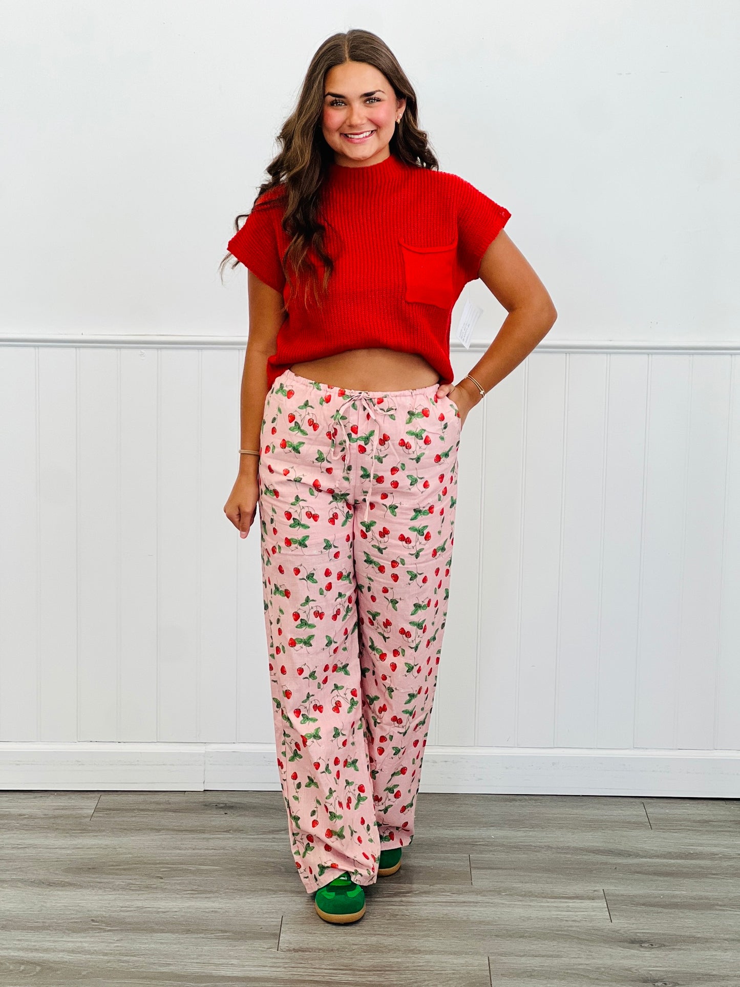 Strawberry Drawstring Wide Leg Pants (Reg.)