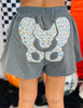 Queen Of Sparkles Charcoal Iridescent Jeweled Skeleton Shorts (Reg. and Plus)