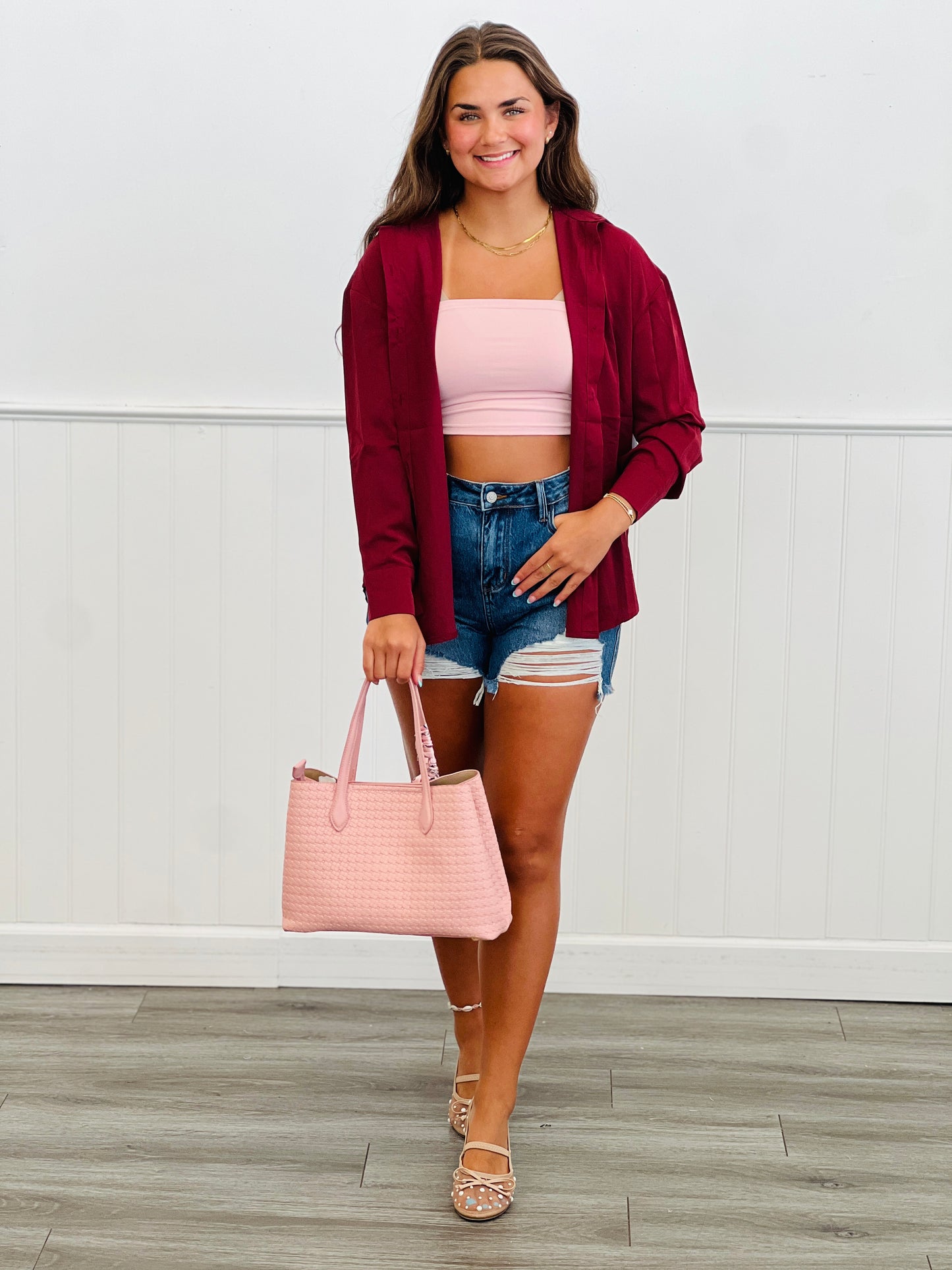 Maroon Kathryn Classic Button Down Up (Reg. & Plus)
