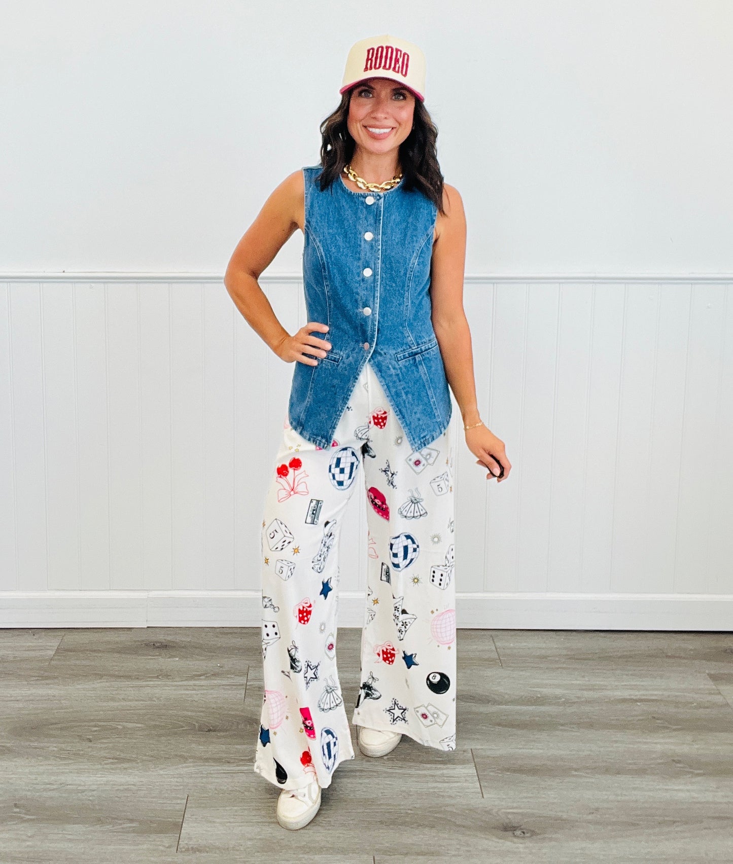 Party Collage Satin Pants (Reg & Plus)-2 Colors