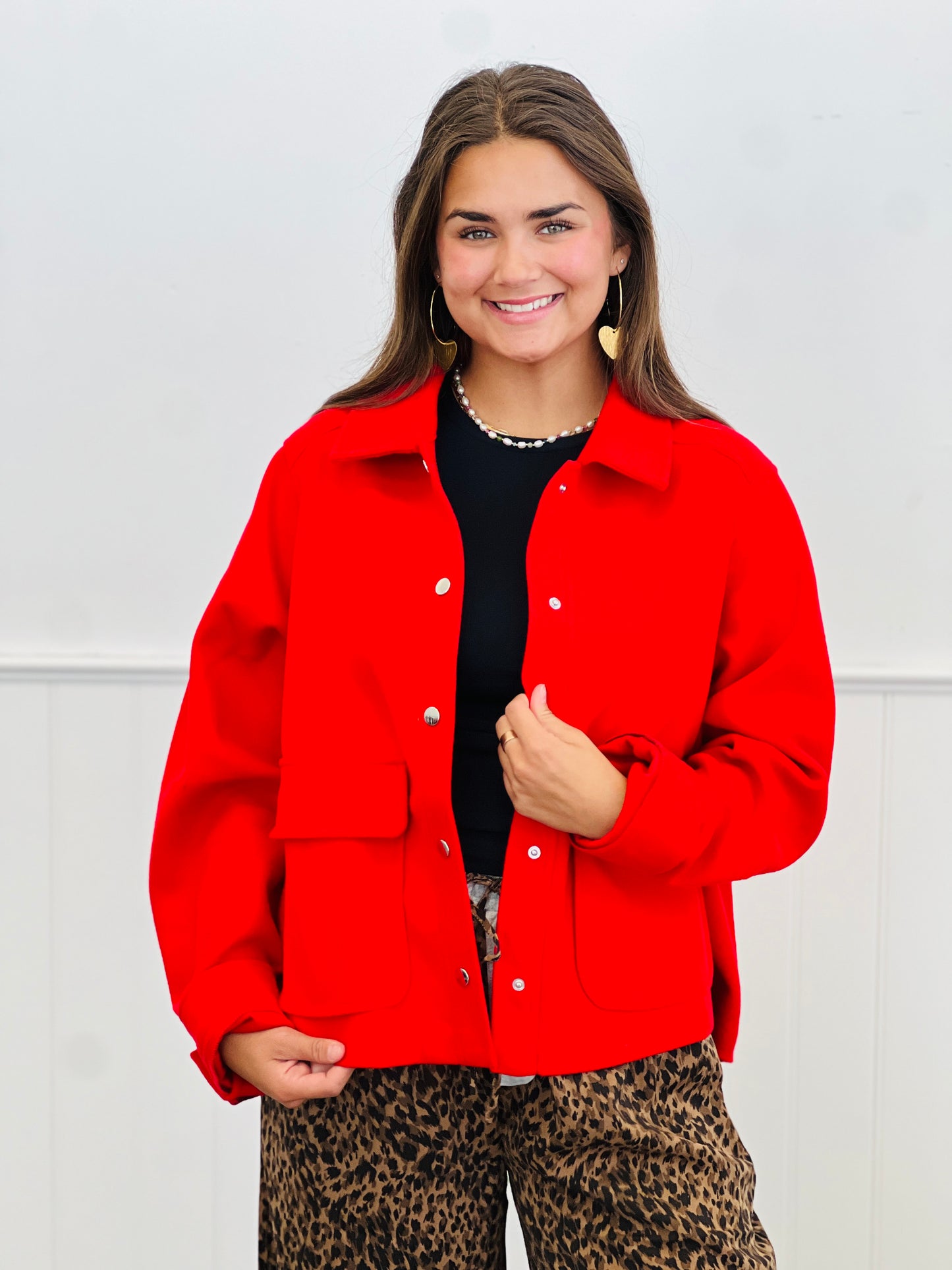 Essential Felt Snap Up Jacket (Reg & Plus)-3 Colors