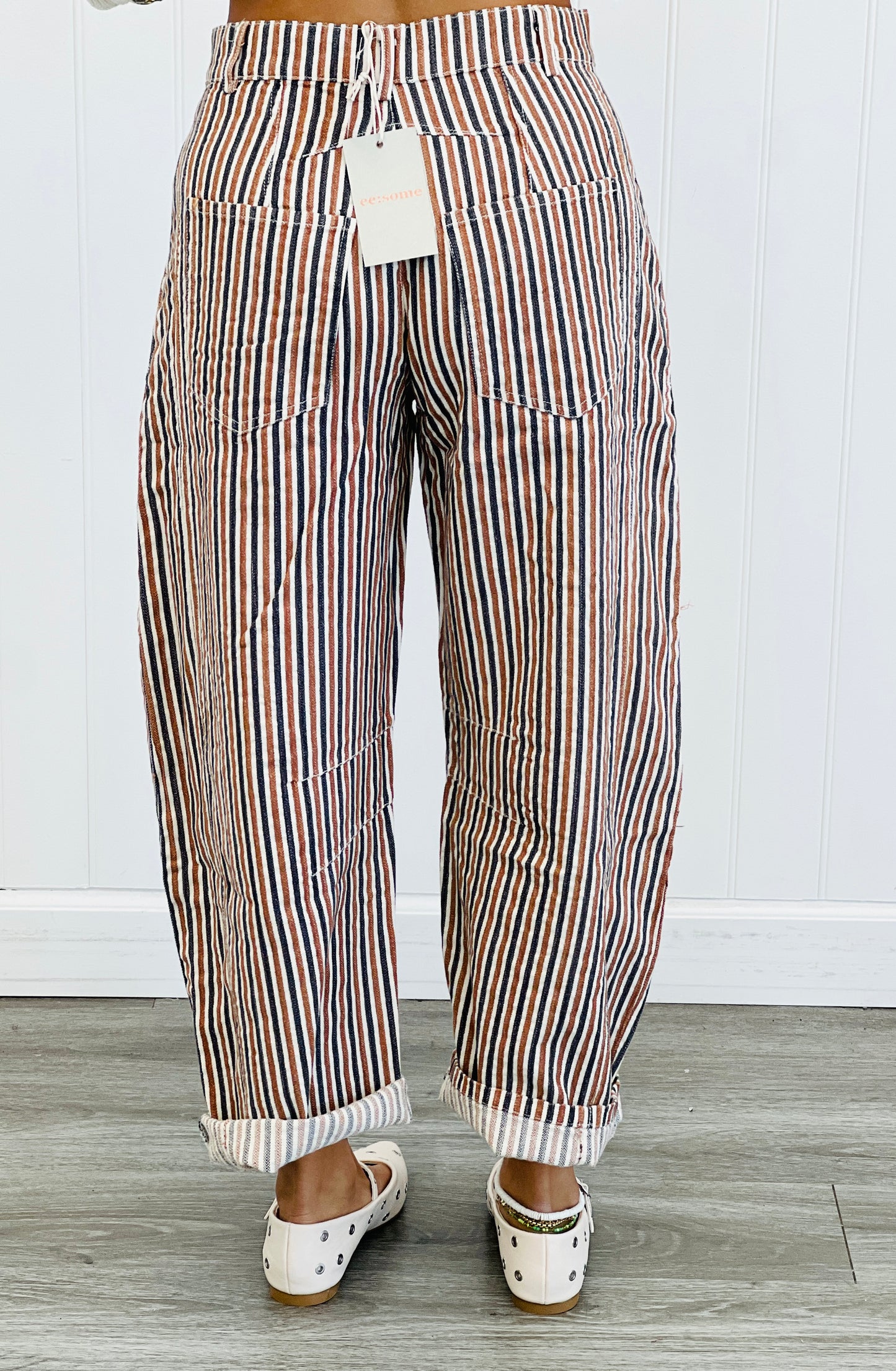 Burnt Sienna Stripe Barrel Pants (Reg.)
