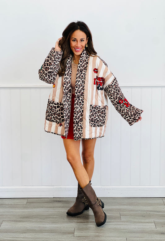 Self Love Club Leopard Quilted Jacket (OS)