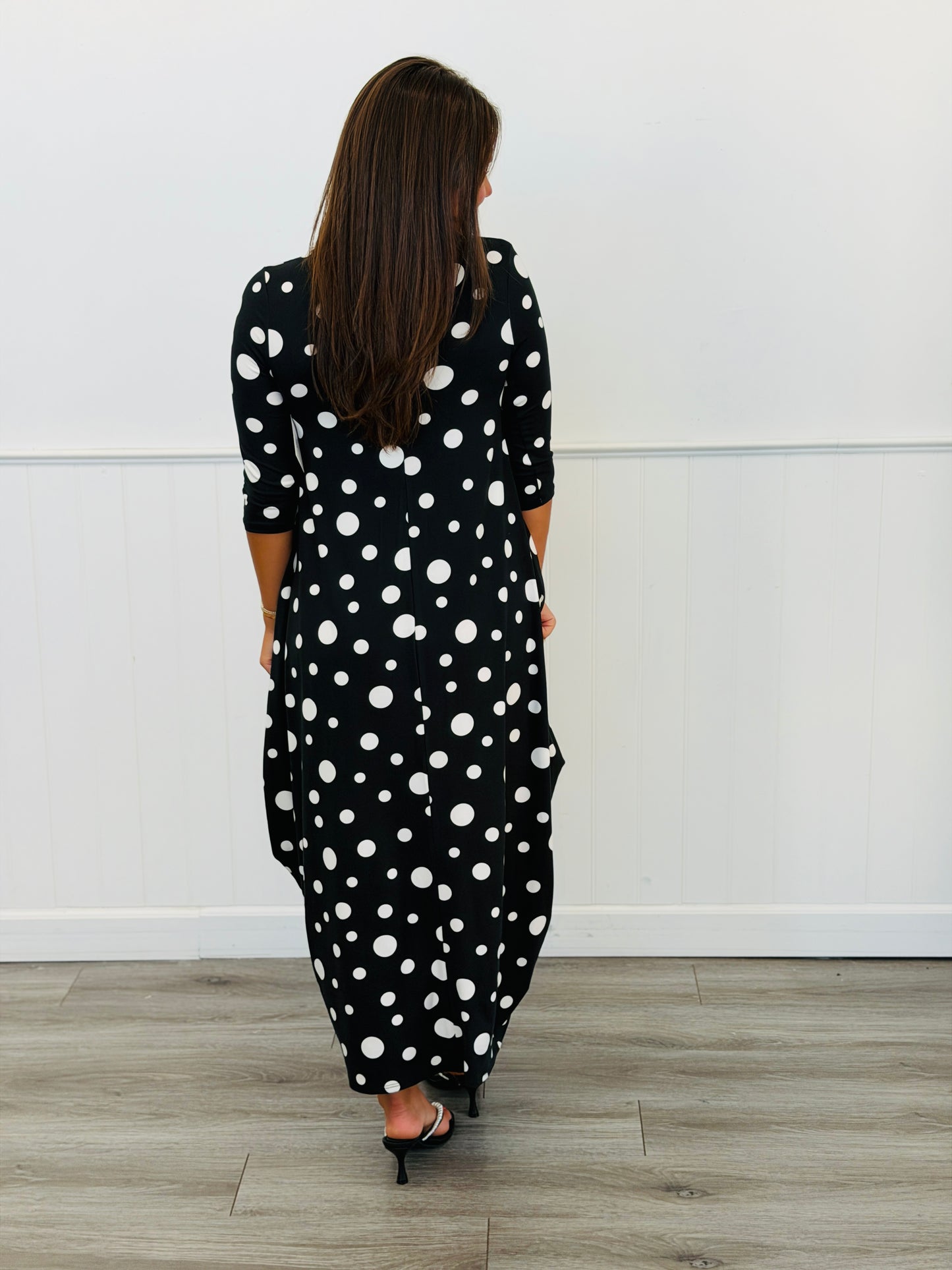 Black Polka Dot Pocket Maxi Dress (Reg.)