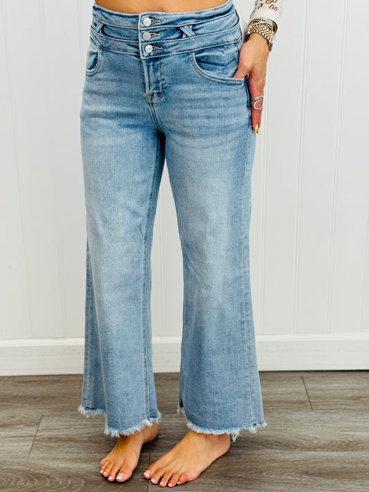 Risen Light Denim Walk The Walk 3-Button Waist Jeans (Reg & Plus)