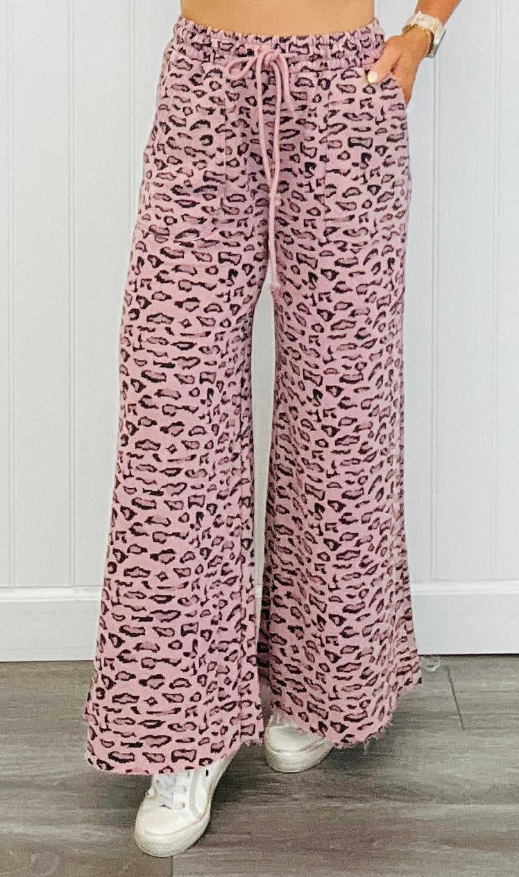 Mineral Washed Cheetah Print Pants (Reg)-2 Colors