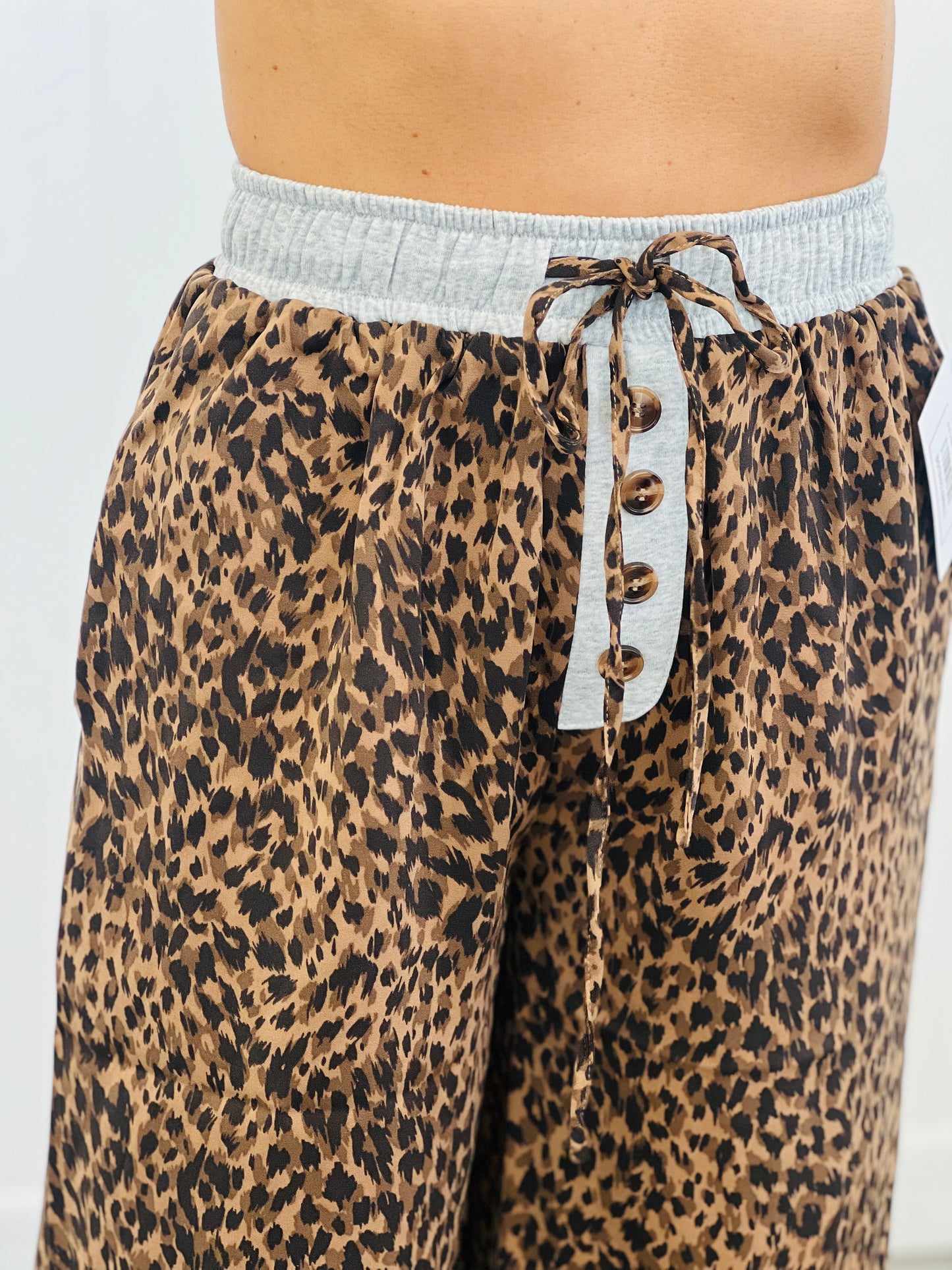 Brown Leopard Lace Up Pants (Reg & Plus)