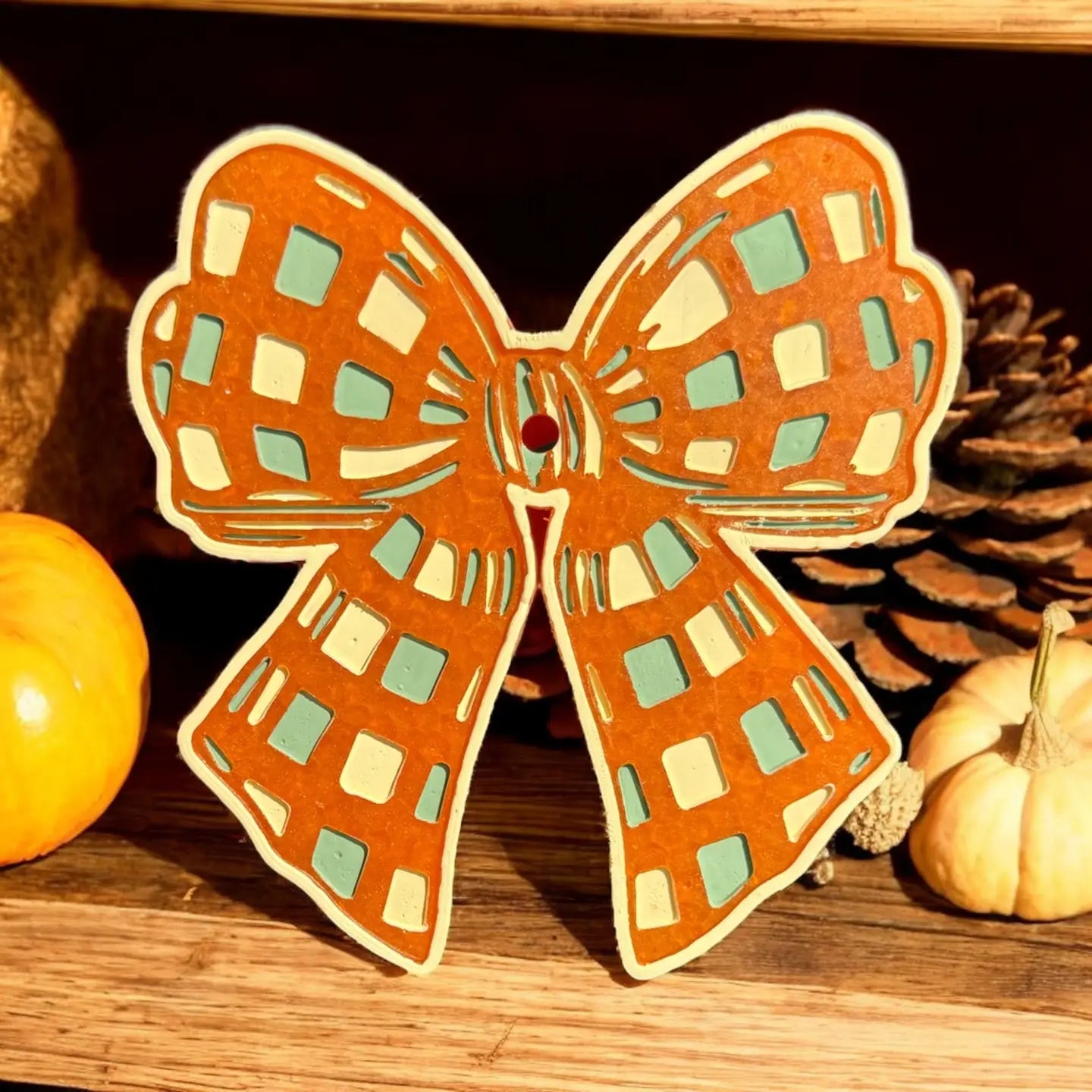 Checkered Bow Freshie - Vanilla Pumpkin Marshmallow