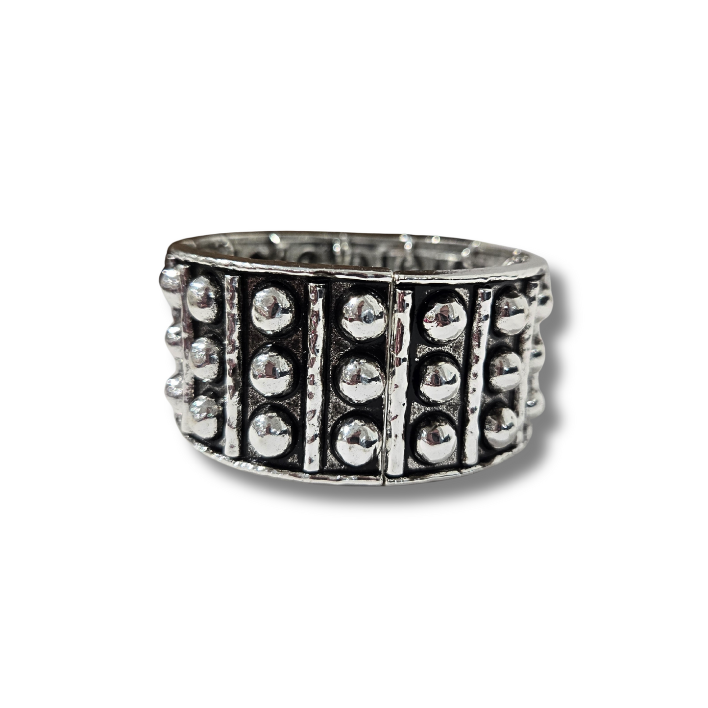 Chunky Antique Silver Studded Bangle