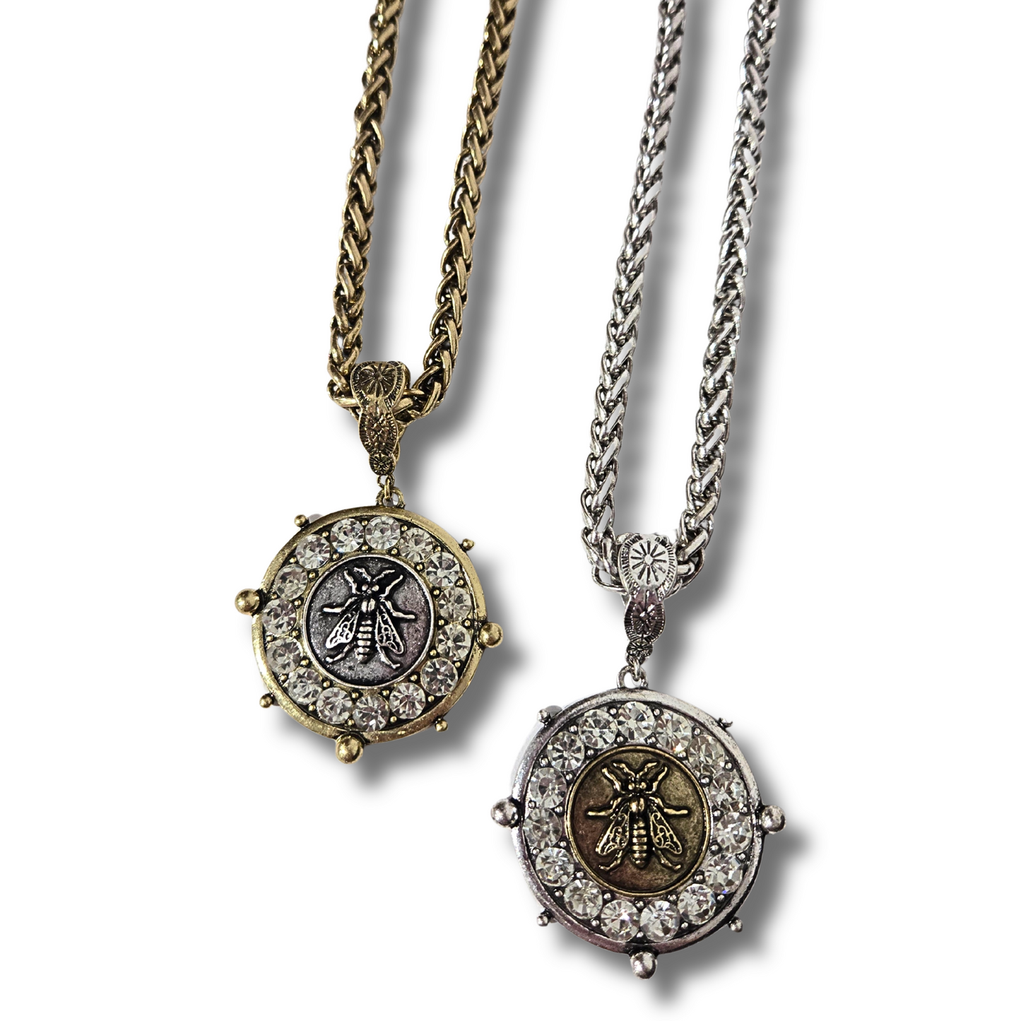 Rhinestone Bee Pendant Necklace (2 colors)