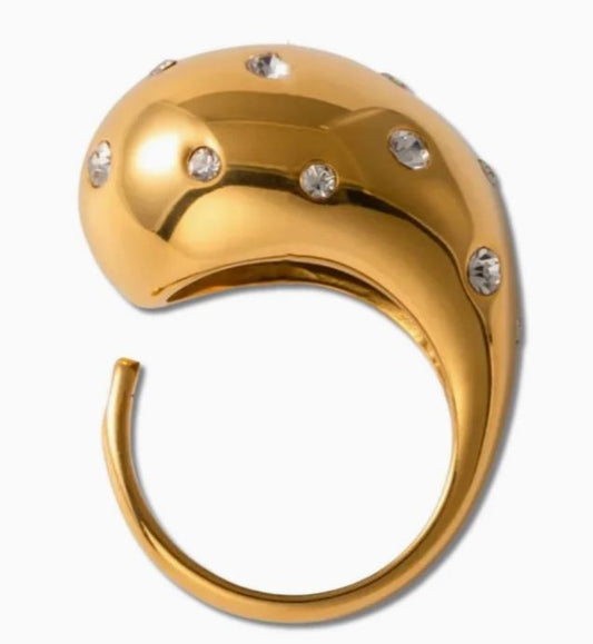 WP - Galaxy Tear Drop Bypass Stacking Dome Ring-2 Colors
