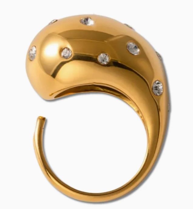 WP - Galaxy Tear Drop Bypass Stacking Dome Ring-2 Colors
