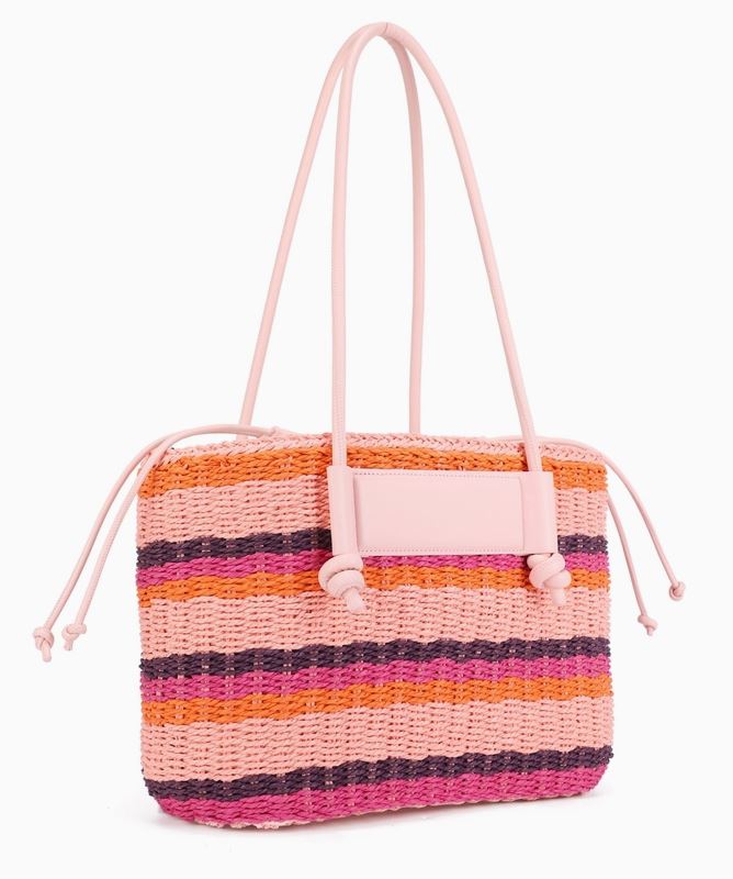 Rainbow/Pink Liora Straw Bag