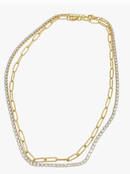 Paper Clip Chain & Sparkly Necklace Set