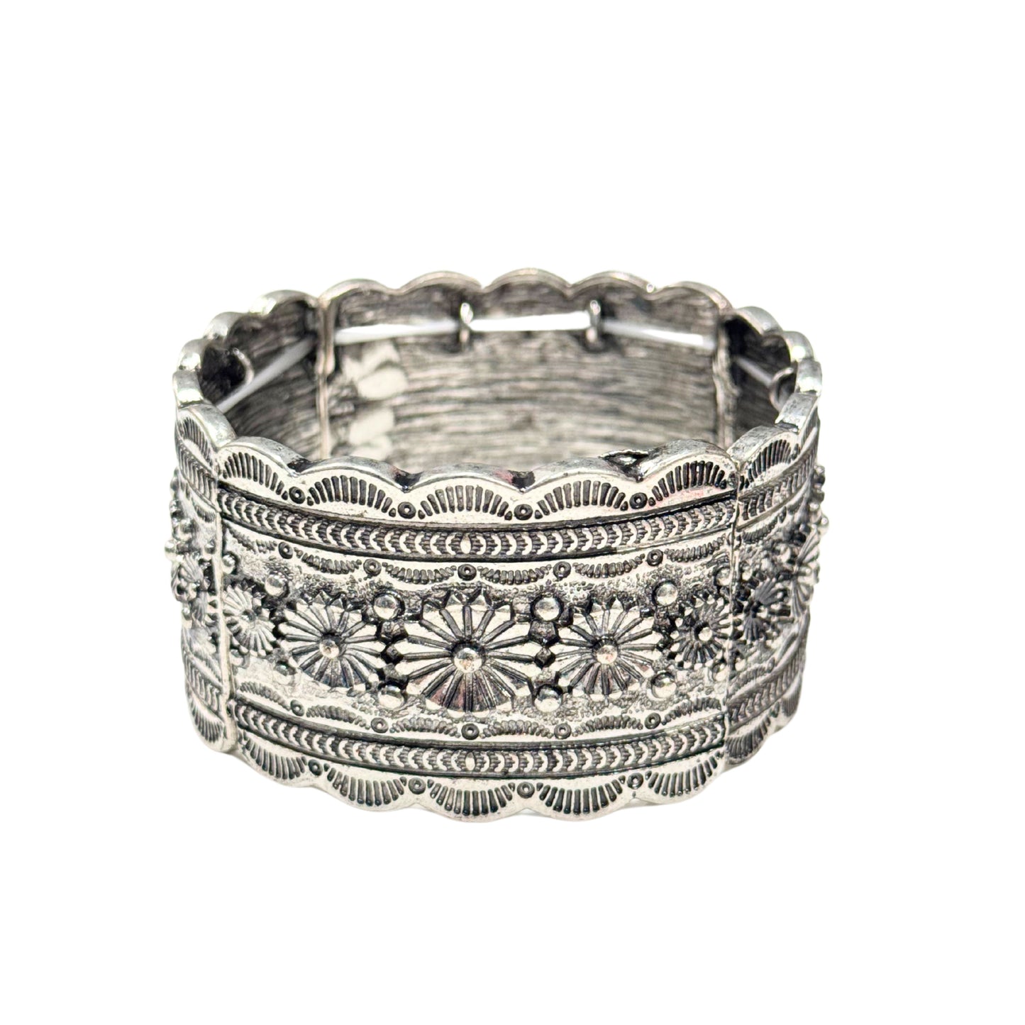 Antique Silver Daisy Bangle