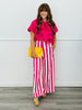 White/Fuchsia Bold Stripe Wide Leg Pants (Reg)