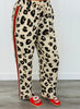 Red Animal Print Color Band Pants (Reg.)