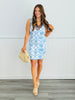Off White/Blue Ocean Themed Knit Mini Dress (Reg & Plus)