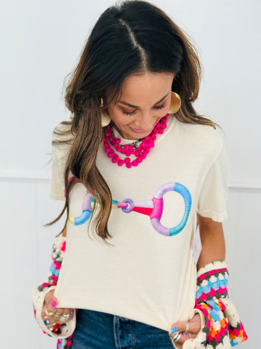 Quilted Horse Bit Graphic Tee (Reg. and Plus)