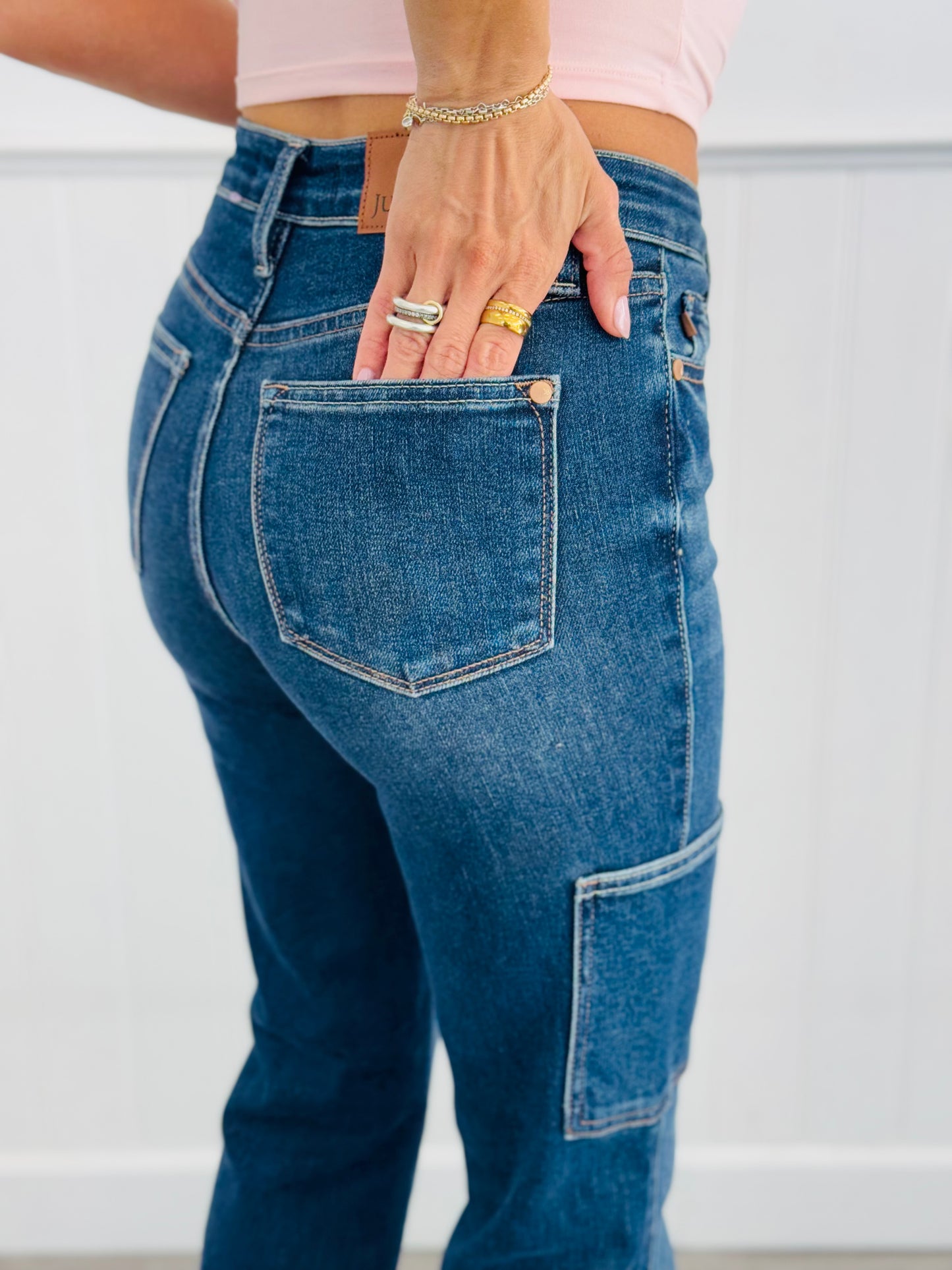 Judy Blue High Waist Cute Cargo Jeans (Reg. and Plus)